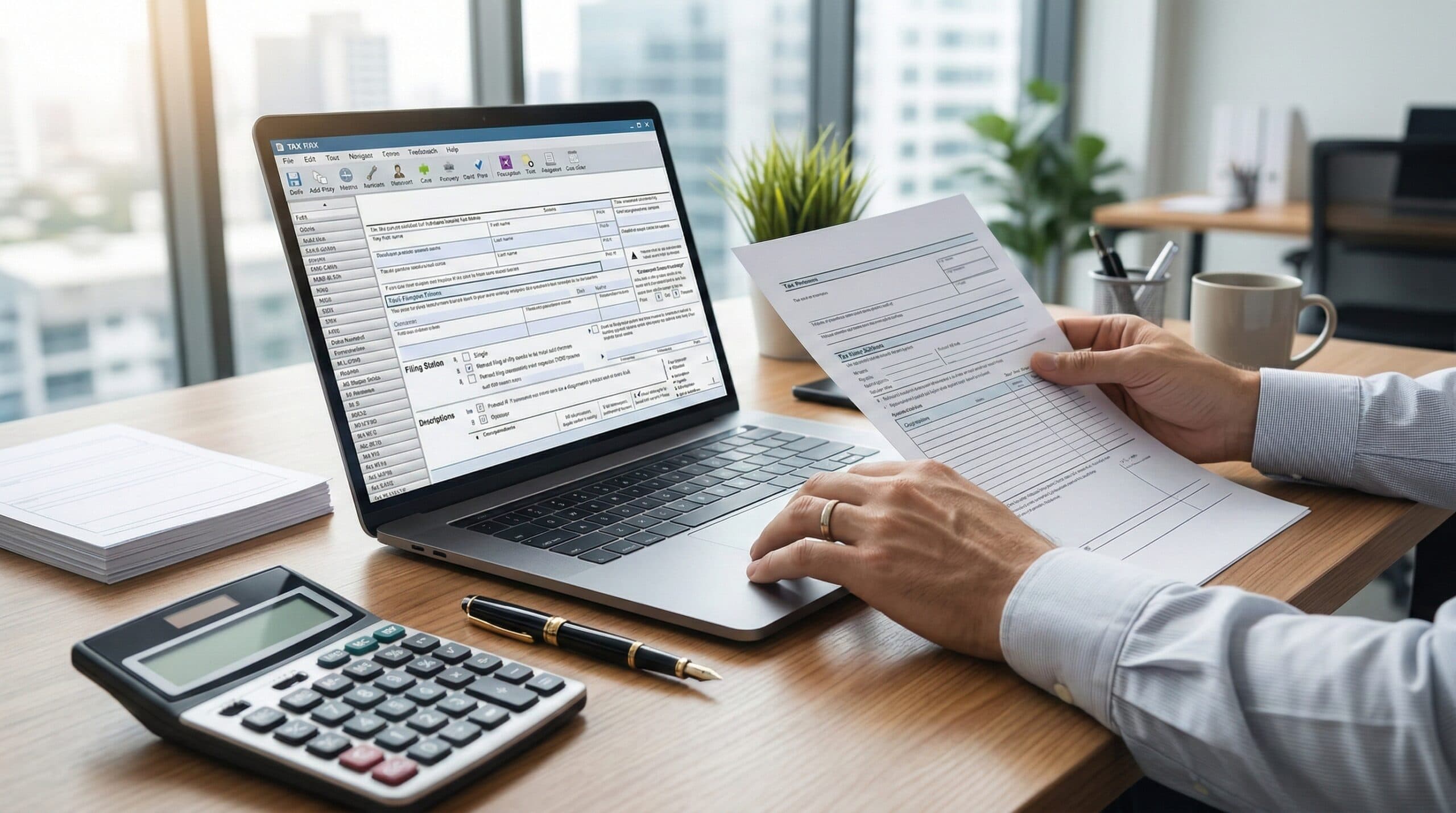 간이과세자 관련 서류를 검토하는 모습