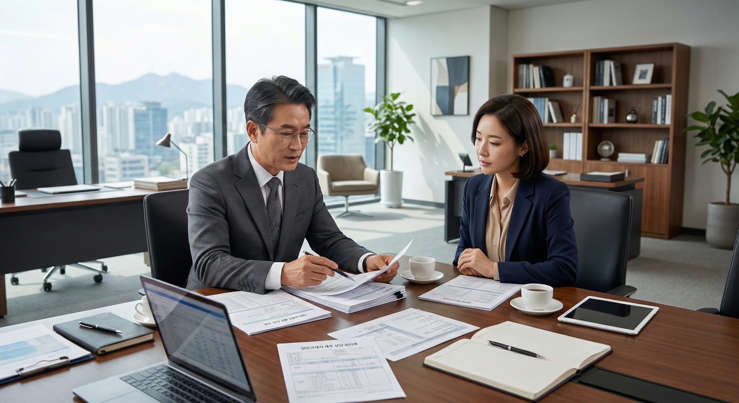 일반과세자 관련 세무 상담을 진행하는 전문가의 모습