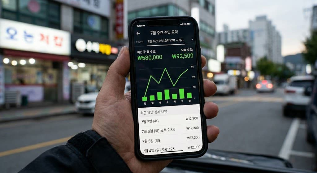 배달 종합소득세 수입 확인을 위한 배달 플랫폼 화면