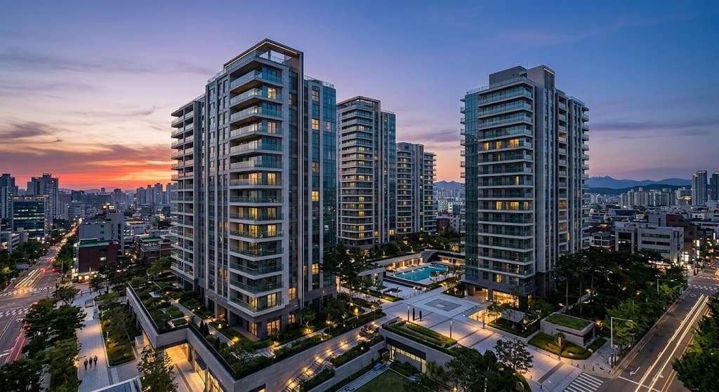 일시적 2주택 비과세 혜택의 대상이 되는 프리미엄 아파트 단지 전경