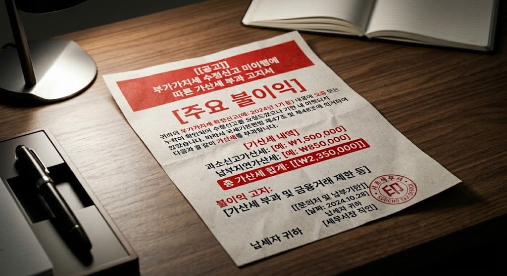 부가세 수정신고 안 하면 생기는 불이익 고지서