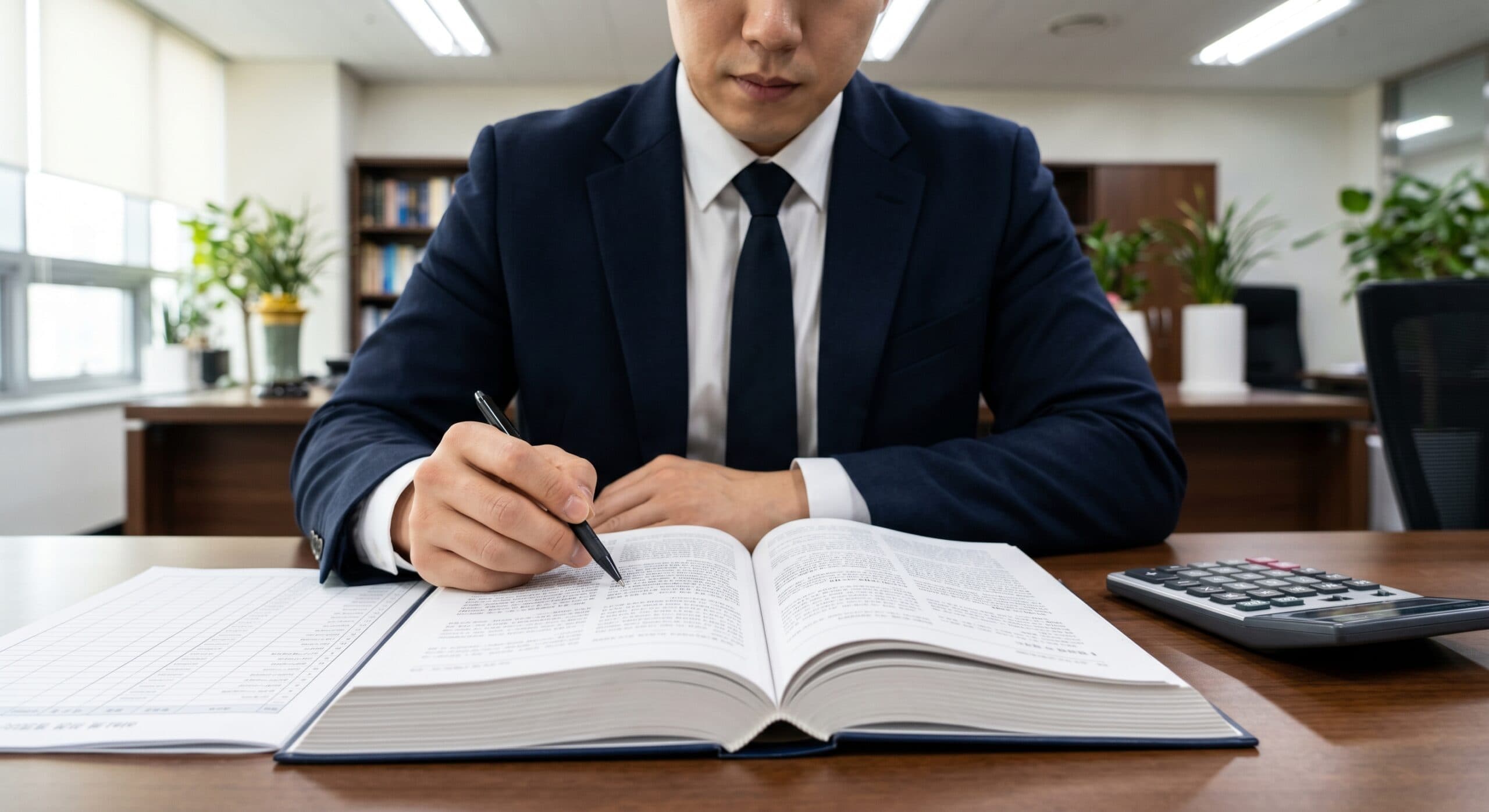 국세상담 전 세법 규정과 재무제표를 꼼꼼하게 분석하는 모습