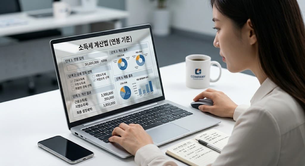 소득세 계산법을 활용하여 자신의 연봉 대비 세금을 계산하는 직장인