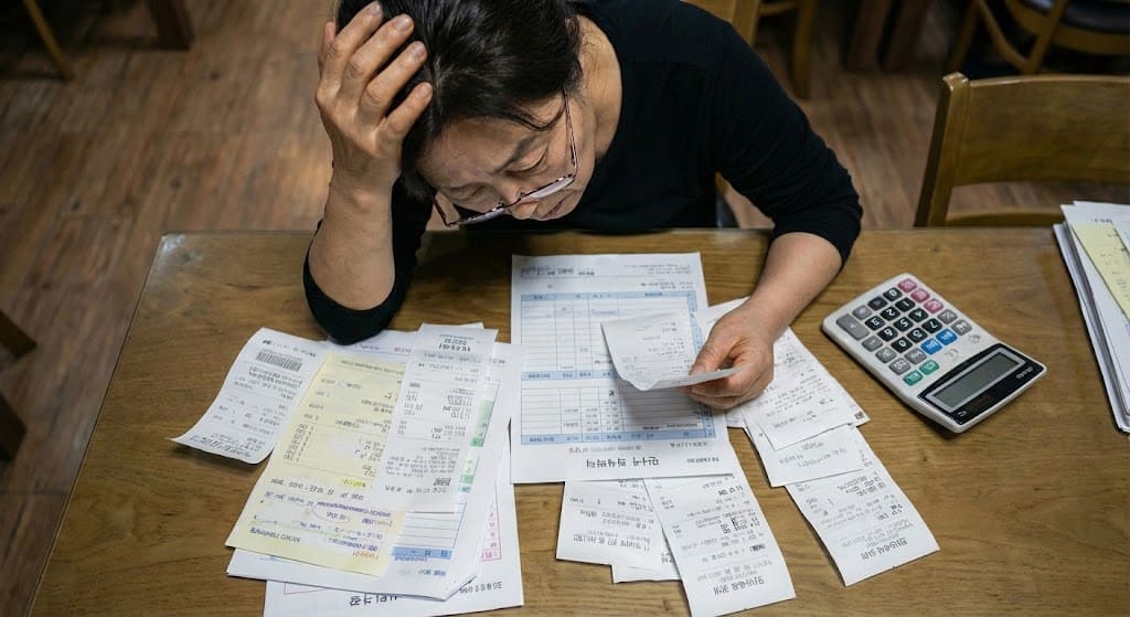 셀프택스 도입 전 기존 세무 신고 과정 기존 부가세 신고 방식 - 복잡한 영수증 수작업 정리