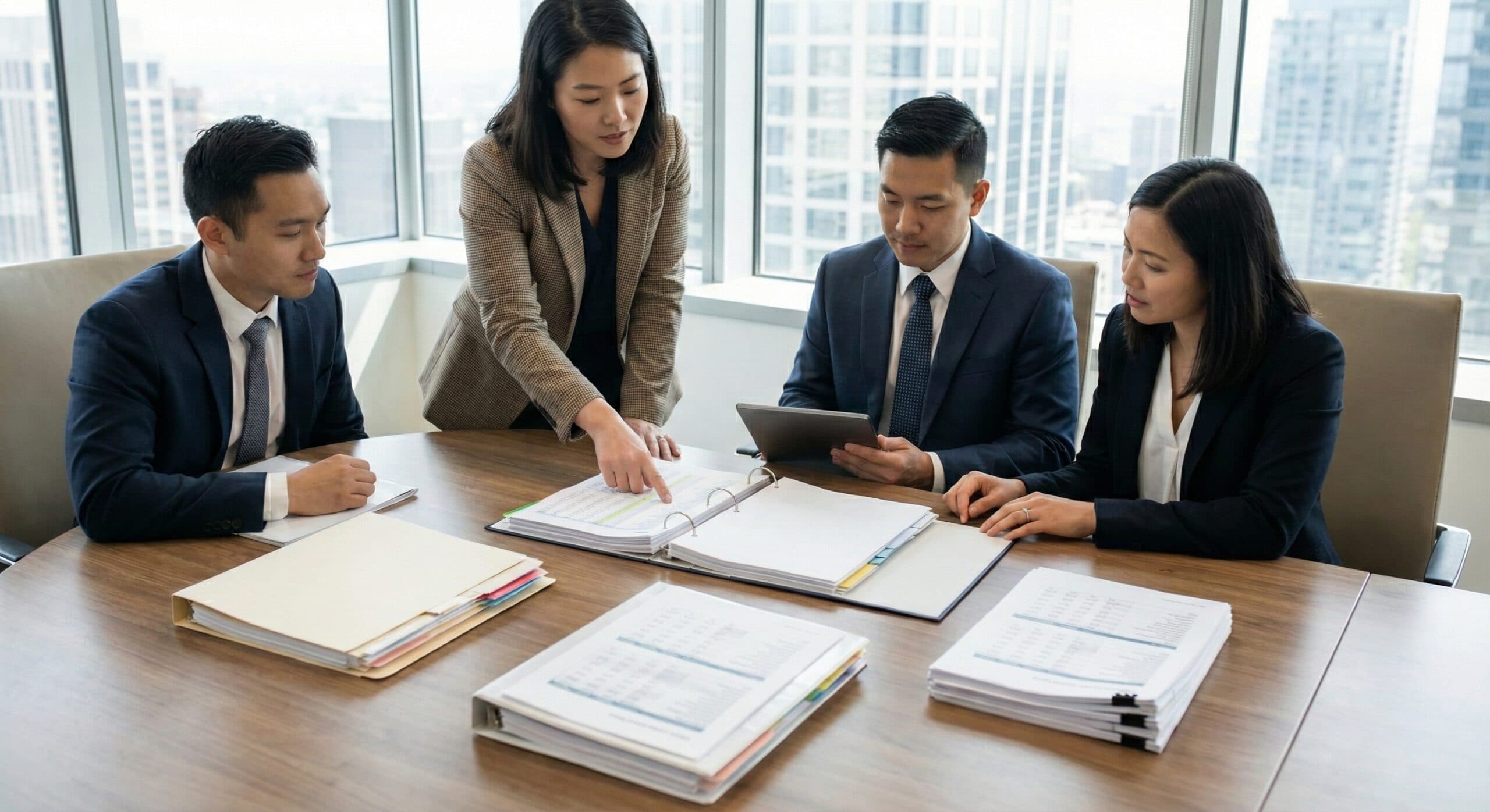 세금계산서 발행법 관련 회계팀이 업무 프로세스를 점검하는 모습