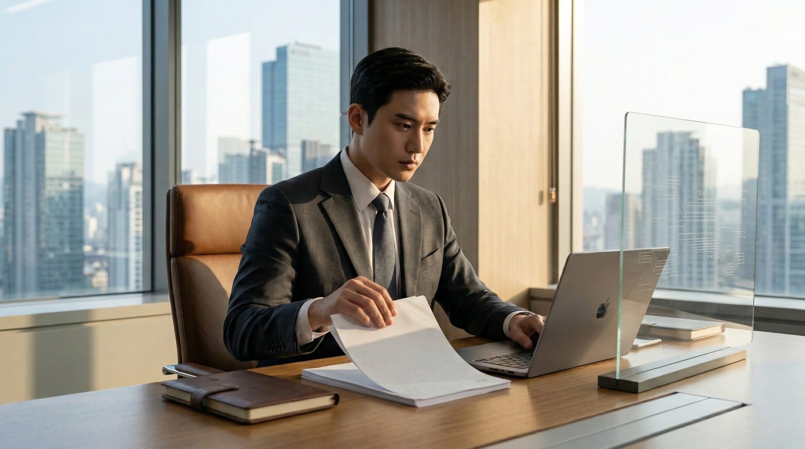 세무대리인 비용 아끼는 현실적인 대안 관련 서류를 꼼꼼히 검토하는 비즈니스맨의 모습