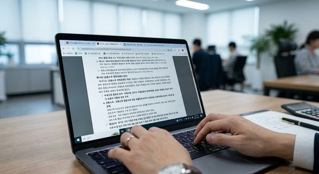 디지털 세무 시스템을 활용하여 효율적으로 업무를 처리하는 장면